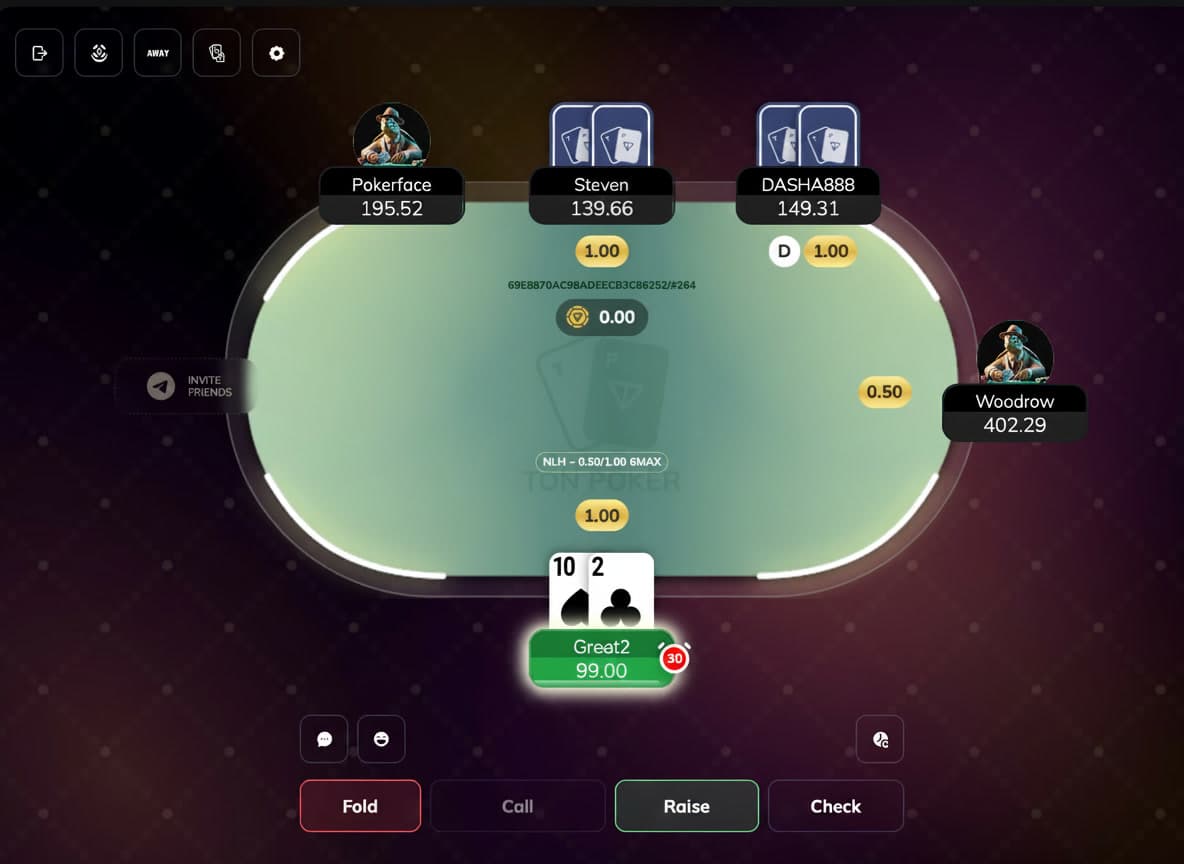 TON Poker desktop table