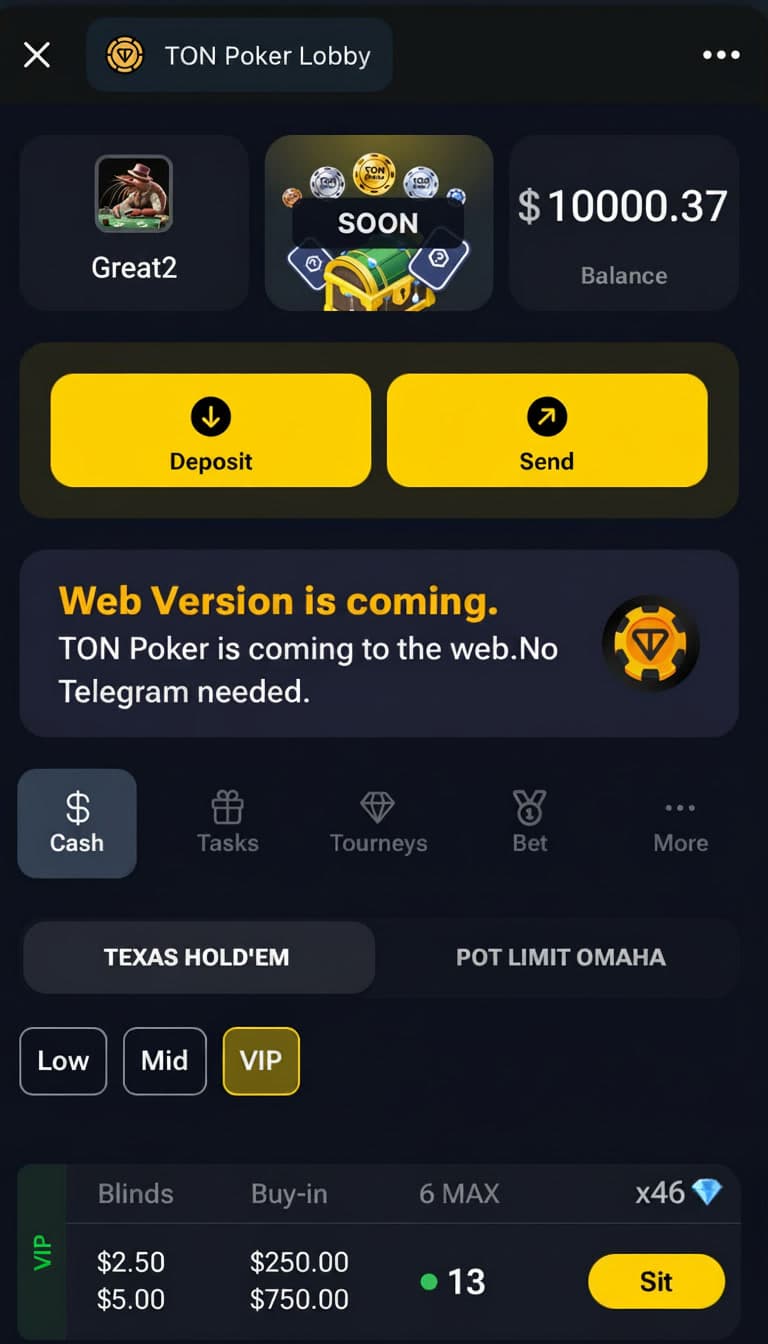 TON Poker iPhone table