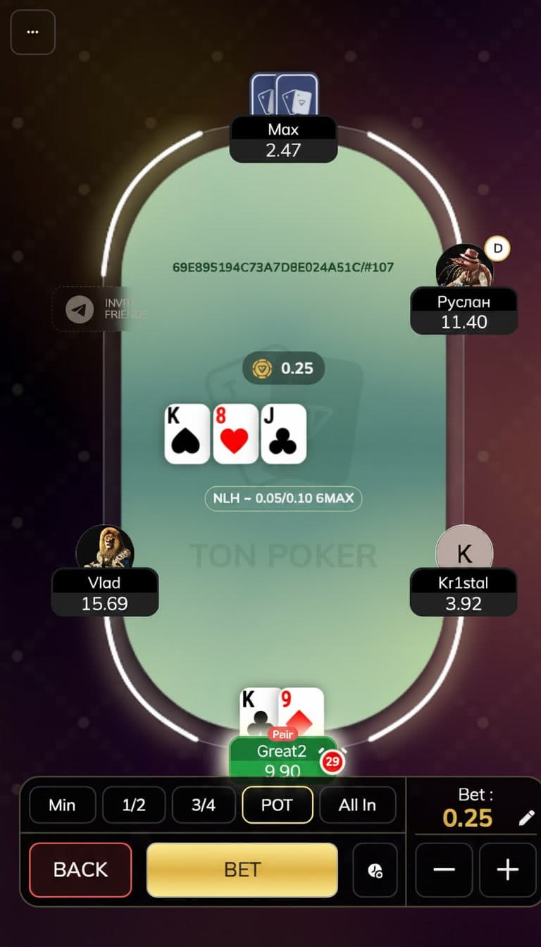 TON Poker Android lobby